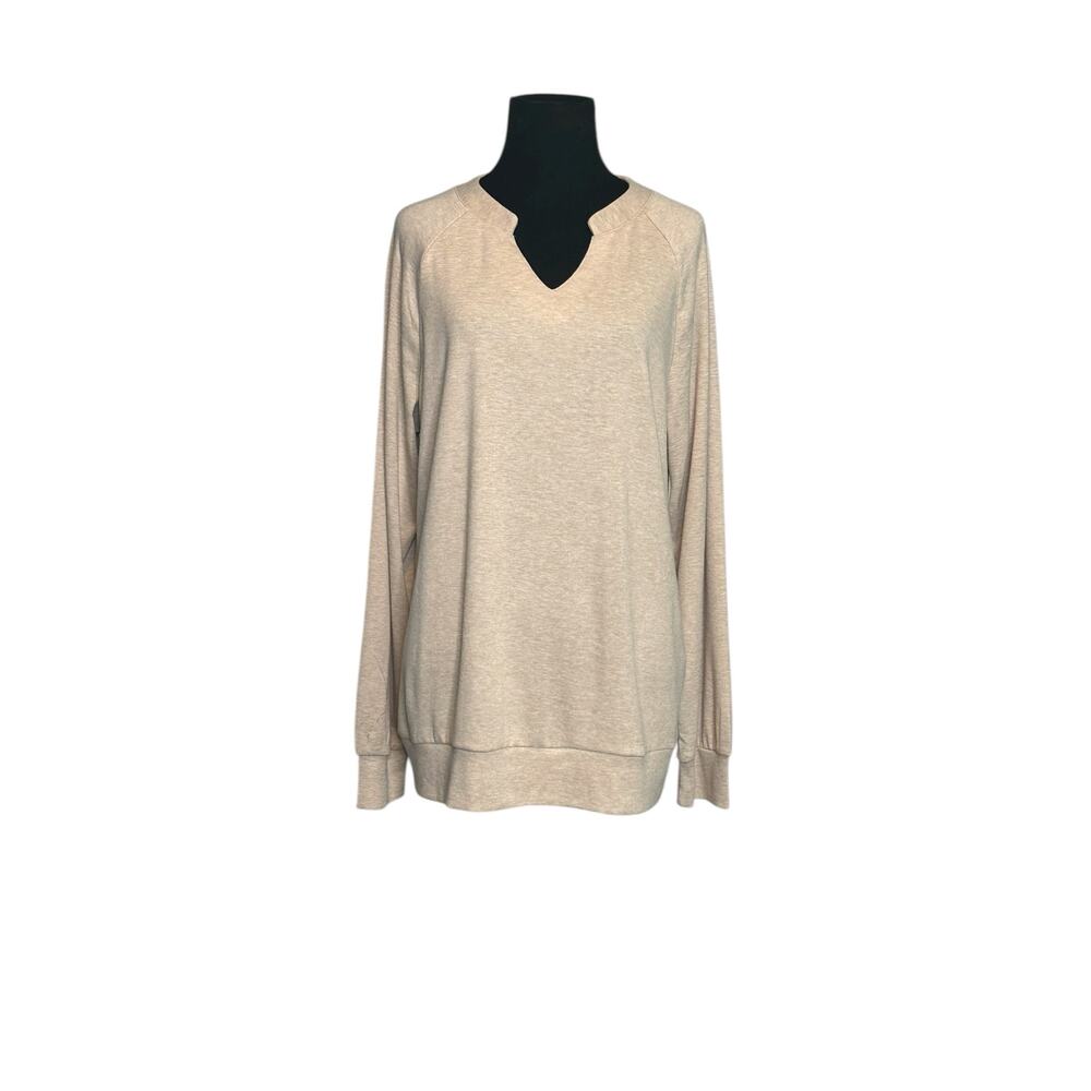 Beige long sleeves relax pullover top size Large